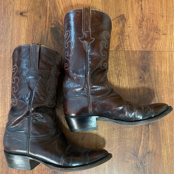 Lucchese Dark Brown Leather Cowboy Boots-VERIFIED AUTHENTIC - Picture 1 of 6